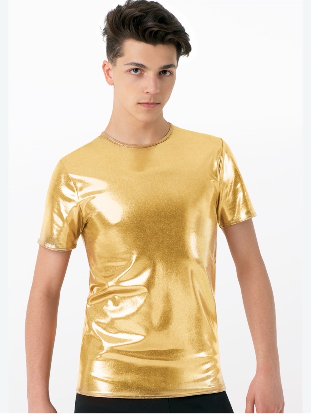 Weissman Metallic Gold Crewneck Dance Shirt Top Style 6670 LC